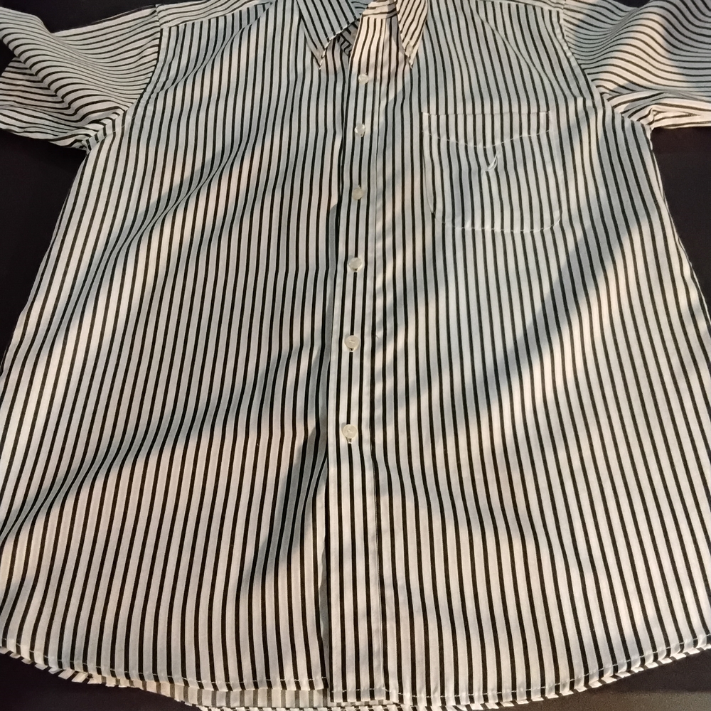 Nautica Black and White Striped Casual Shirt